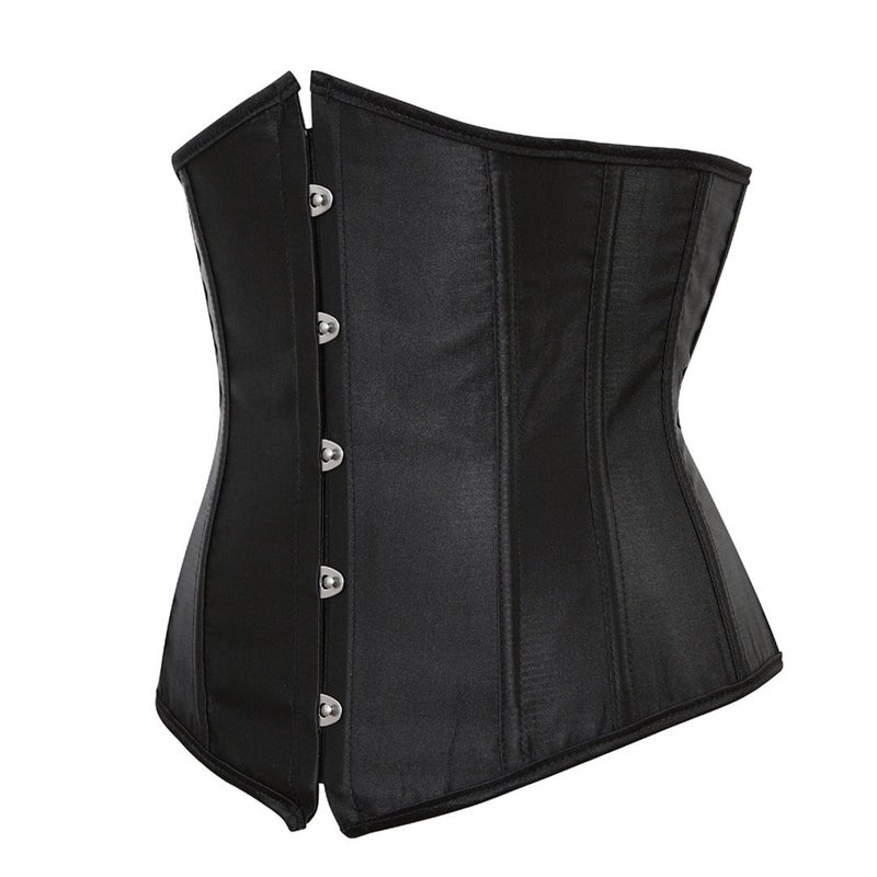Kranchungel Women's Vintage Satin Underbust Corset Bustier Waist Cincher Bodyshaper X-Large Black - Image 2